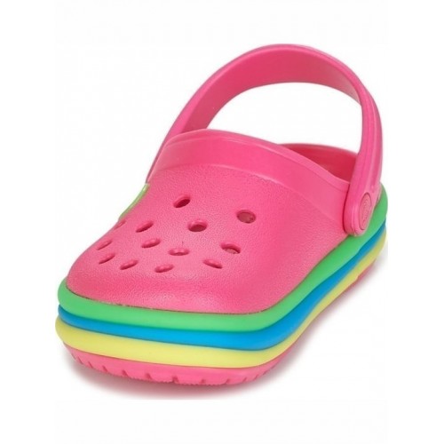 Crocs Παιδικά Ανατομικά Σαμπό Θαλάσσης CB Rainbow Band Φούξια 205205-6NP