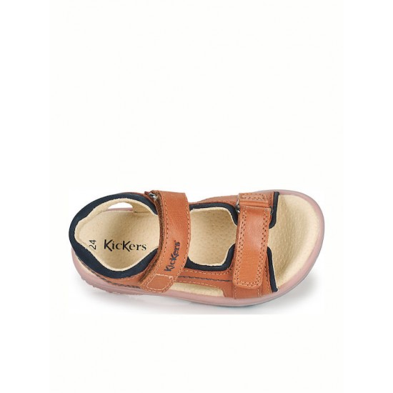 Kickers Δερμάτινα Παπουτσοπέδιλα 349498-30-114 Platinum Camel