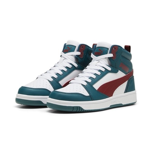 Puma παιδικά sneaker Rebound V6 Mid 393831-18 σε Λευκό Πετρόλ Χρώμα