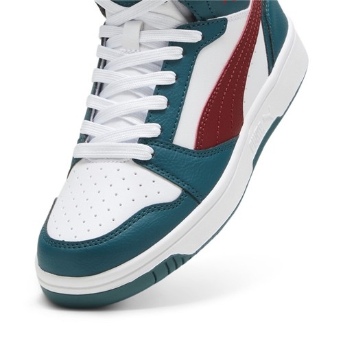 Puma παιδικά sneaker Rebound V6 Mid 393831-18 σε Λευκό Πετρόλ Χρώμα