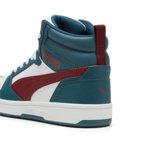 Puma παιδικά sneaker Rebound V6 Mid 393831-18 σε Λευκό Πετρόλ Χρώμα