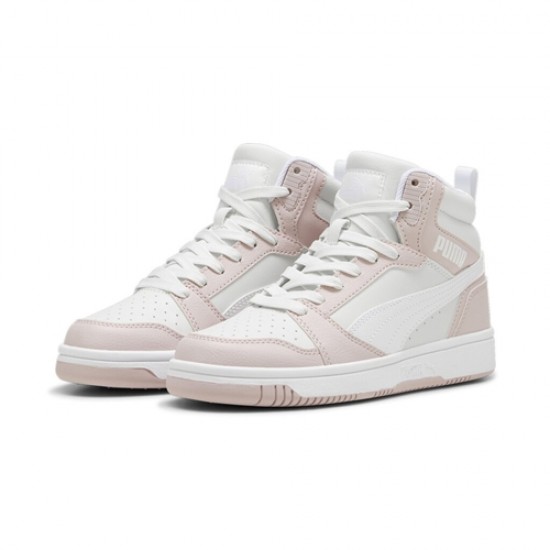 Puma παιδικά sneaker Rebound V6 Mid 393831-20 σε Λευκό-Ροζ Χρώμα